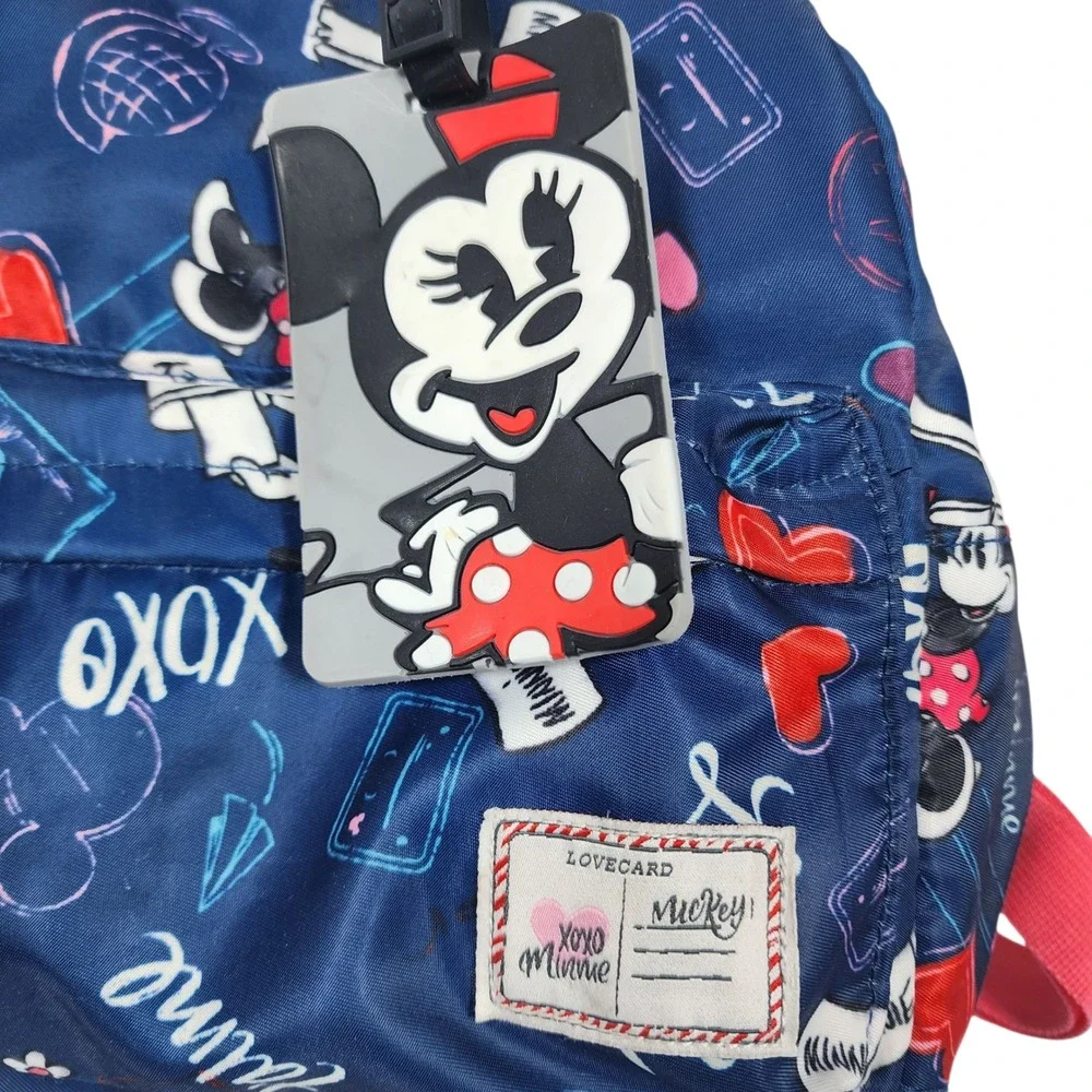 Disney Parks Minnie Mouse Backpack Blue Red XOXO Love Pattern Luggage Tag‎
